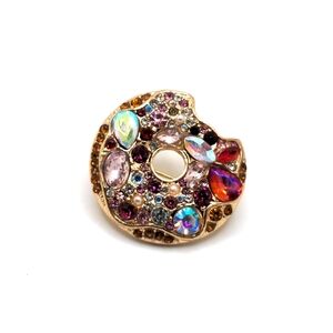 Vibrant Gemstone Donut Brooch Multicolor Sparkle Pin